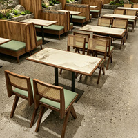Ensemble table et chaises en bois massif de haute qualité, design moderne, pour restaurant, banquette, mobilier de café, canapé