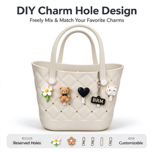 Custom EVA Diamond Lattice DIY Tote <b>Bag</b> with Charm Holes for Shopping Beach <b>Gifts</b> and Promotional Merchandise - Product Image 5