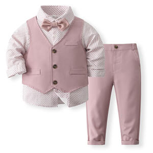 Stile europeo Design Design camicia + gilet + pantaloni Set completo per bambini Gentleman Boys abbigliamento bel ragazzo vestito formale For6Y - Product Image 5