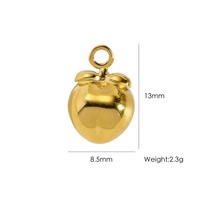 Pendentifs en acier inoxydable plaqué or PVD 18 carats, colorés, en forme de pomme, de plaque carrée, de coquille de cerf et de cocotier