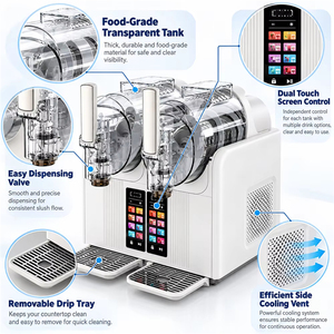Máquina comercial de dos tinas para derretir nieve, máquina automática de granizados, máquina de bebidas congeladas de doble tanque - Product Image 5