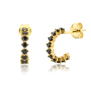 Boucles d'oreilles créatives et polyvalentes ROXI, style simple en forme de C, en argent sterling S925, avec zircon coloré - Product Image 2