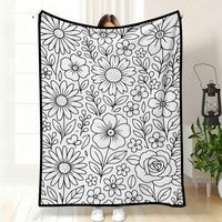 Couverture florale monochrome Daisy Rose Doodle avec motif à remplir, disponible en ODM, idéale pour studio d'artisanat, méditation ou comme cadeau.