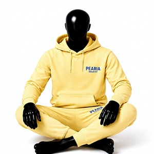 Ensemble survêtement molletonné jaune surdimensionné personnalisé avec logo frontal pour l'hiver – Sweat-shirt et pantalon de jogging en mélange de coton - Product Image 6