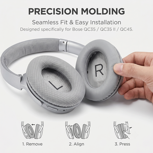 Coussinets de remplacement QuietComfort 35 en cuir protéiné pour écouteurs QC25, QC15, AE2, <span class=keywords><strong>QC45</strong></span> – Réduction du bruit - Product Image 5