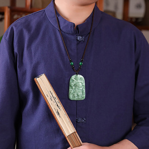 หยกธรรมชาติ หยกเขียว กวนอิม จี้หยก ดีไซน์ดั้งเดิม สไตล์จีน ของขวัญ พร้อมใบรับรอง GY39 - Product Image 4