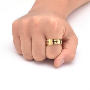 Anillos de Joyería Grandes y Modernos, Minimalistas, Personalizados, al por Mayor, Resistentes al Agua, de Acero Inoxidable, Chapados en Oro, Anillo Giratorio para Mujer y Hombre - Product Image 6