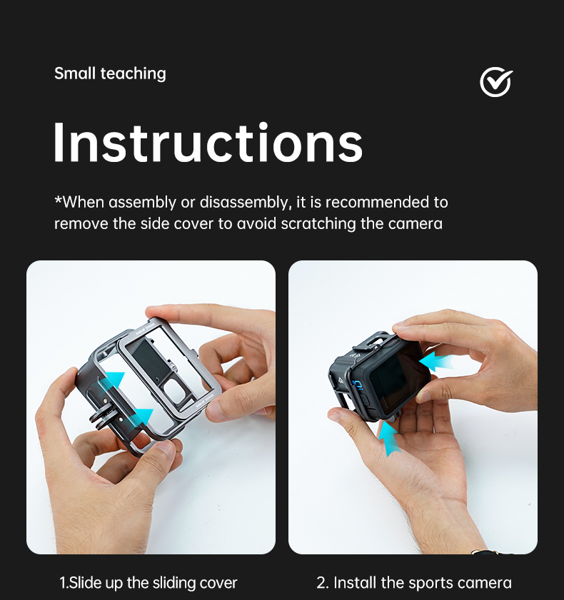 Telesin Aluminum Cage Metal Video Cage Protective Frame case for GoPro 11/10/9 Camera