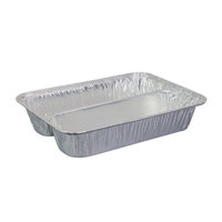 Barquette rectangulaire jetable en aluminium à double compartiment, haute capacité, épaissie, pour poisson à emporter ; Barquette de barbecue extérieure