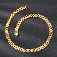 Collier chaîne de montre géométrique tendance en acier inoxydable plaqué or 18 carats PVD 10 mm pour hommes et femmes