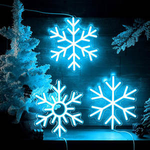Enseigne néon de Noël, lumières bleues en forme de flocon de neige, décorations, lumières néon pour fenêtre <span class=keywords><strong>avec</strong></span> ornements en forme de flocon de neige pour décorations de Noël - Product Image 1