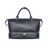 Sac de voyage vintage double couche avec fermeture éclair, grande capacité, en cuir PU, sac de week-end, sac de nuit, compartiment séparé