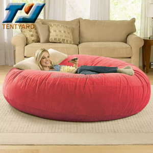 Sillón Puff Redondo Moderno Rojo en Oferta, Sofá Cama de Poliéster Suave para Dormir, Uso Interior/Exterior - Product Image 3