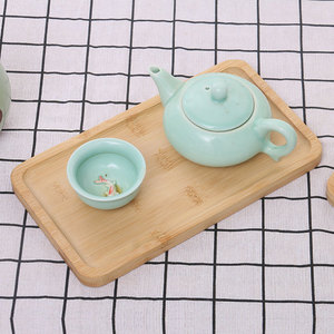 Plateau à thé carré en bambou, style japonais, pour service de thé et collations - Product Image 3
