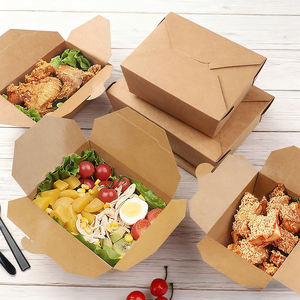 Caja de Pasta Personalizada de Alta Gama Resistente a la Grasa, Contenedor de Alimentos de Papel Kraft Marrón, Caja de Embalaje Cuadrada <span class=keywords><strong>para</strong></span> Ensaladas y Comida Rápida - Product Image 2