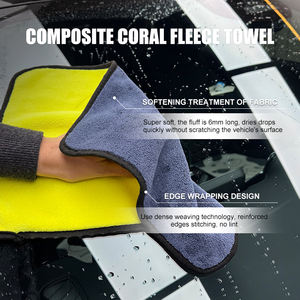<span class=keywords><strong>Serviette</strong></span> de nettoyage pour voiture en microfibre corail, double face, épaisse et absorbante, pour usage intérieur et extérieur - Product Image 4