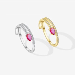 FUAMAY moda s925 anillo Irregular de plata mujer chapado en oro Anillos Plata 925 Plata <span class=keywords><strong>Estelar</strong></span> Rubi Pave anillo de serpiente - Product Image 1