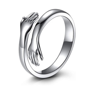 Valentine's Day Gift Gold <strong>Silver</strong> Plated Open Adjustable Couple <strong>Hug</strong> <strong>Ring</strong> Jewelry for Lovers - Product Image 3