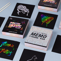 Bloc-notes autocollant magique, 100 feuilles, 9*20cm, papier à dessin arc-en-ciel coloré, papier à dessin artistique, jouets artisanaux DIY, bloc-notes holographique