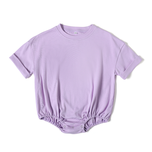 Monogramme blanc manches courtes nouveau-né bébé barboteuse ensemble unisexe été surdimensionné t-shirt bulle barboteuse - Product Image 5