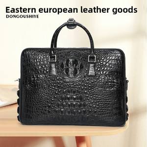 Bolso de Negocios de Cuero Genuino para Hombre con Patrón de Cocodrilo <span class=keywords><strong>Siamés</strong></span> de Europa del Este, Bolso de Hombro de Gran Capacidad, Maletín - Product Image 2