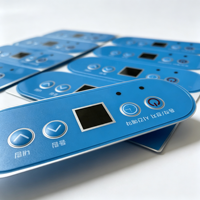 Clavier à membrane personnalisé OEM bleu pour panneau de commande de couverture chauffante, avec autocollant, minuterie, affichage de l'alimentation, fenêtre, en PVC/PET, adhésif, étanche