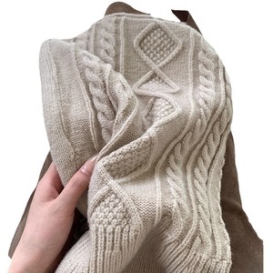 Cache-cou vintage en tricot torsadé avec cordon de serrage et bouton, bonnet et écharpe d'hiver combinés, <span class=keywords><strong>cagoule</strong></span> multi-usage en tricot torsadé - Product Image 3