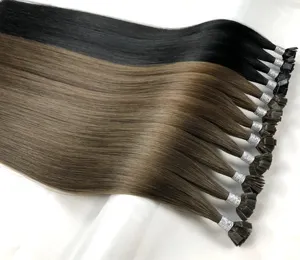 PLUCHARM Classic Coda Hair Wholesale Flat Tip Remy Virgin Cuticle Aligned Straight 100% Human Hair Extension For Women
