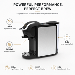 Cafetera Compacta de 1450W con Función de Preparación en Frío y Caliente, Multiadaptador, 19 Bares, Compatible con Múltiples Cápsulas, Máquina de Espresso - Product Image 5