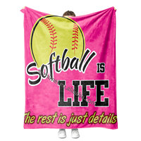 Nouvelle couverture polaire de voyage en polyester, motif sport de softball personnalisé, pour lits et pique-niques, vente en gros