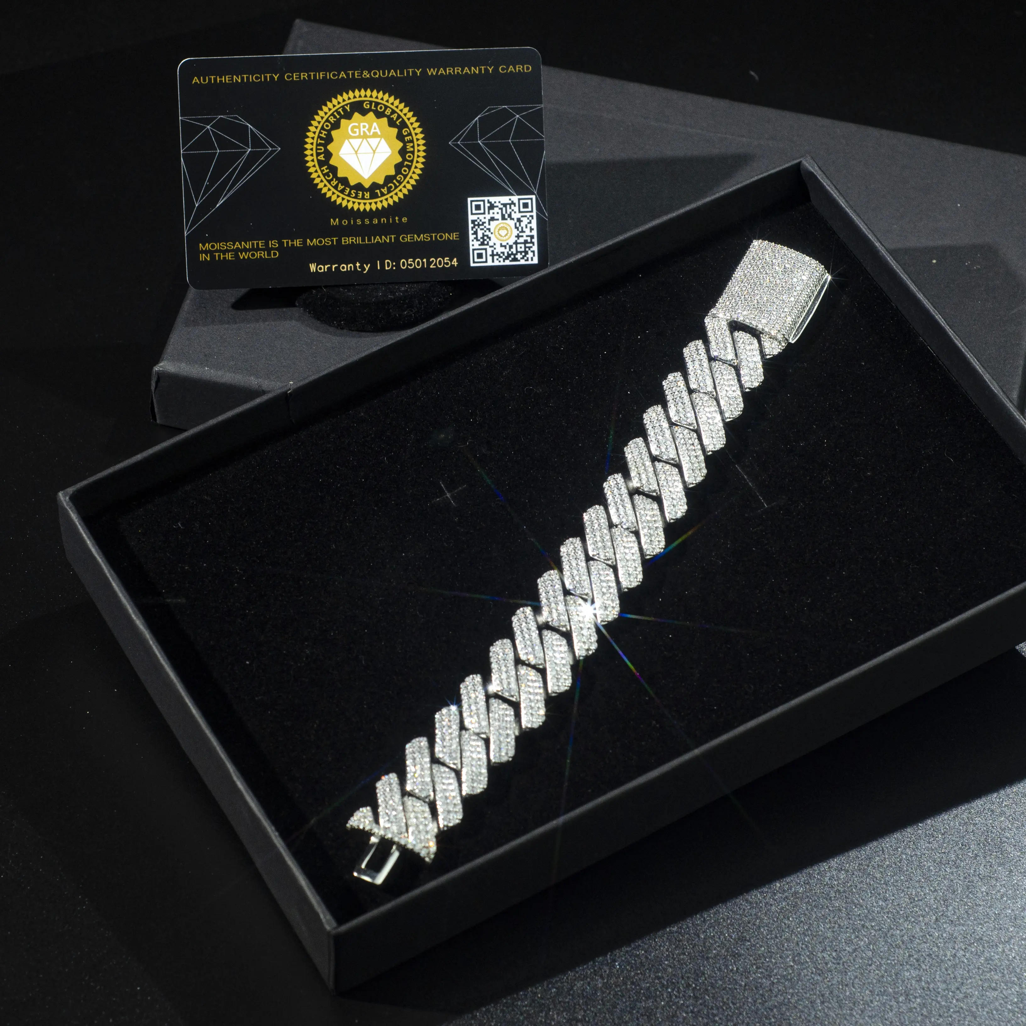 OEM 925 Silver Iced Out Moissanite Diamond Cuban Chain 20mm HipHop 3 Rows of Diamond Bracelet 18K Gold Plated For Men Jewelry