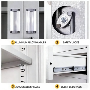 Armoire de classement à 2 portes, idéale pour les bureaux, les salles d'étude, les bibliothèques et les écoles, étagères réglables offrant <span class=keywords><strong>plus</strong></span> d'espace de rangement - Product Image 3