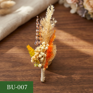 Mini Dried Flower Bouquet Straw Floral Buttonhole Realistic Long Lasting Wedding Lapel Decor - Product Image 1