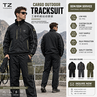 Veste coupe-vent et pantalon cargo tactiques personnalisés avec logo OEM pour hommes, noir et olive, multi-poches zippées, vente en gros pour marques