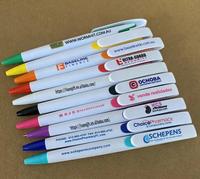 Stylo bille publicitaire en plastique blanc de haute qualité avec logo personnalisé, impression UV couleur intégrale