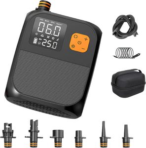Pompe à air rechargeable pour <span class=keywords><strong>paddle</strong></span> board en ABS, <span class=keywords><strong>batterie</strong></span> 8000 mAh, haute pression 25 PSI, manomètre numérique de pression des pneus, 12 V CC pour voiture - Product Image 4
