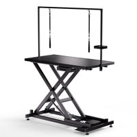 Table de toilettage pour animaux de compagnie avec levage par transformateur, actionné par l'actionneur Linak de Danemark, revêtement à motif de pierre de marteau blanc