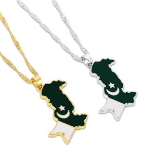 Collares con Estrella y Media Luna de Pakistán, Colgantes de Metal con la Bandera Nacional, Amuletos de Regalo Islámicos, Venta al por Mayor, Cadena de Cuentas para Turismo del Sur de Asia - Product Image 2