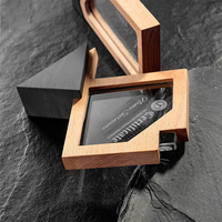 Trophée en cristal avec cadre en bois personnalisé, récompense sportive ou d'entreprise, cuboïde doré poli, logo gravé au laser, certificat, souvenir, cadeau