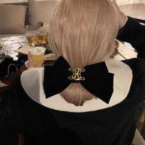 Personnalisé CELI Bijoux Style Vintage Noir Grand Arc De Cheveux Velours Clip Ruban Coréen Épingles À Cheveux Barrette Accessoires De Cheveux - Product Image 4