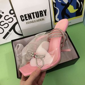 Nouvelle couleur, sandales tendance à nœud papillon de 11 cm pour femme, été. Sandales d'été à brides croisées et perles pour femmes - Product Image 6