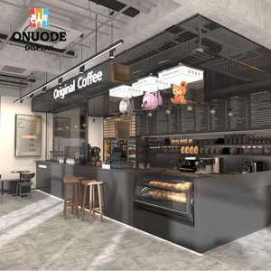Quiosco de Café Moderno para Exteriores con Iluminación LED |   Mostrador de Barra Personalizado para Cafetería, Diseño de Interiores para Cafetería - Product Image 1