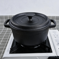 Marmite en fonte pré-assaisonnée 5,5 QT - Cocotte robuste avec couvercle pour ragoûts, soupes et braisages, camping et usage domestique
