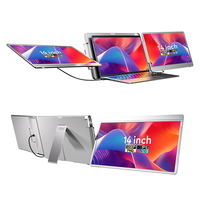 Nuevo Monitor Portátil Triple para Laptop, IPS de 14 Pulgadas, Diseño de Pantalla Ancha 1200P para Uso en Oficina y Negocios, Interfaz Tipo C