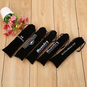 High Quality Black Flannel <b>Drawstring</b> <b>Makeup</b> Brush <b>Bags</b> Velvet Pouch for Selfie Stick - Product Image 2