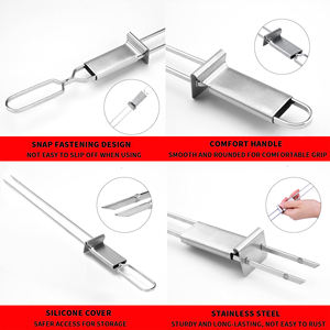 Brochetas de Acero Inoxidable en Oferta, Juego de Brochetas Metálicas de Varios Tamaños para Barbacoa, Accesorios para Asar - Product Image 2