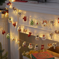 Guirlandes lumineuses LED de Noël transfrontalières pour l'extérieur, décoration d'arbre de Noël, ambiance festive, thème Père Noël, IP44, alimentation par piles/solaire/USB