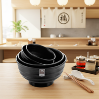Bol à soupe de nouilles en mélamine noir mat de style japonais pour restaurant