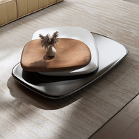 Italienische minimalist ische moderne ovale rotierende Holz möbel Wohnzimmer Couch tisch für Home Villa Apartment Hotel Restaurant