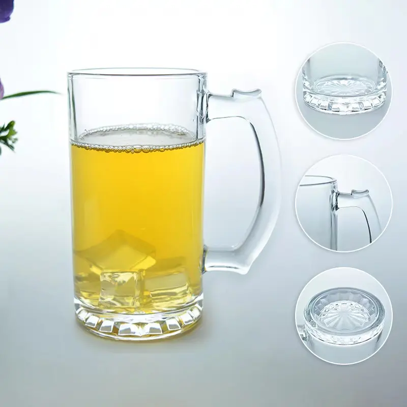 480ml Custom Hochwertige bleifreie transparente Glas becher Bierkrug Tasse mit Griff für Bar Party Restaurant